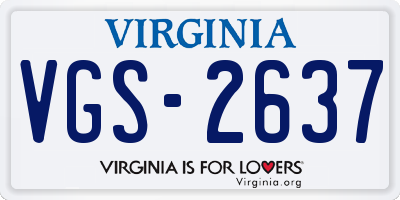 VA license plate VGS2637