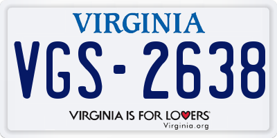 VA license plate VGS2638