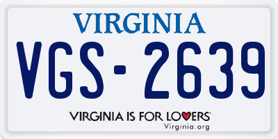 VA license plate VGS2639