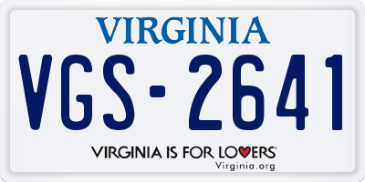 VA license plate VGS2641