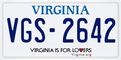 VA license plate VGS2642