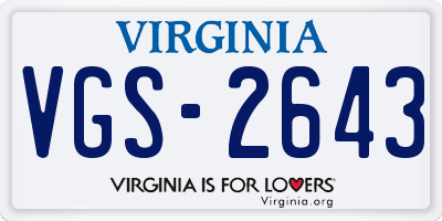 VA license plate VGS2643