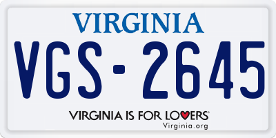 VA license plate VGS2645