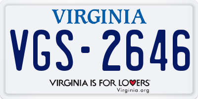 VA license plate VGS2646