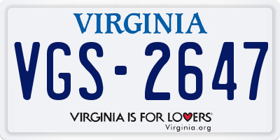 VA license plate VGS2647