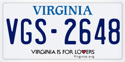 VA license plate VGS2648