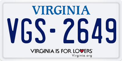 VA license plate VGS2649
