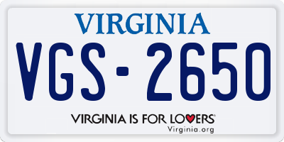 VA license plate VGS2650