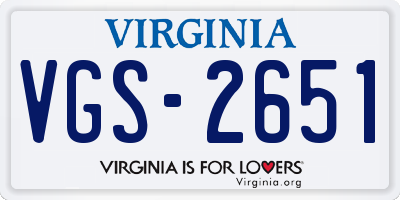 VA license plate VGS2651