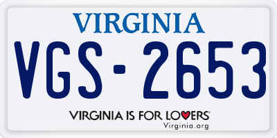 VA license plate VGS2653