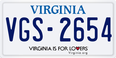 VA license plate VGS2654