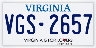 VA license plate VGS2657