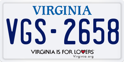 VA license plate VGS2658