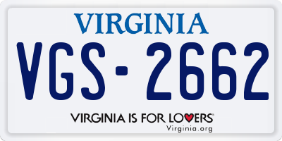 VA license plate VGS2662