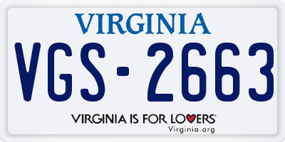 VA license plate VGS2663