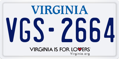 VA license plate VGS2664