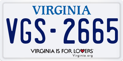 VA license plate VGS2665