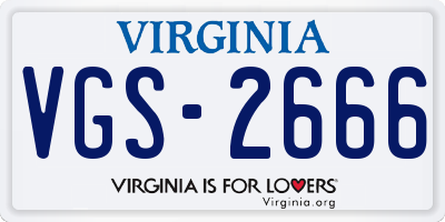 VA license plate VGS2666