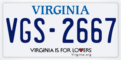 VA license plate VGS2667