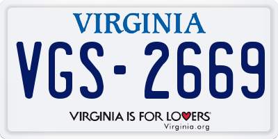 VA license plate VGS2669
