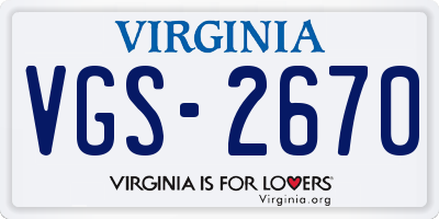 VA license plate VGS2670