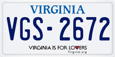 VA license plate VGS2672