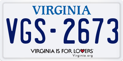 VA license plate VGS2673