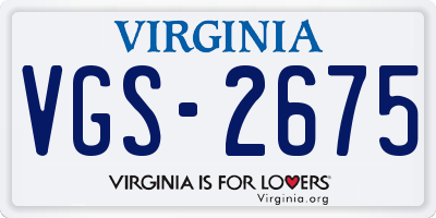 VA license plate VGS2675