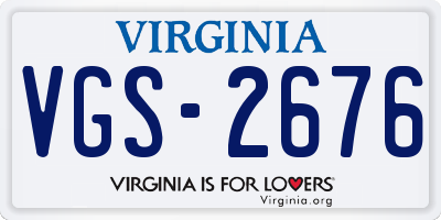 VA license plate VGS2676