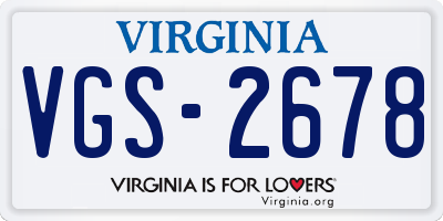 VA license plate VGS2678
