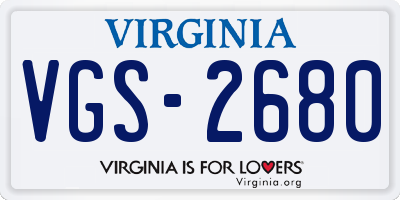 VA license plate VGS2680