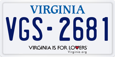 VA license plate VGS2681