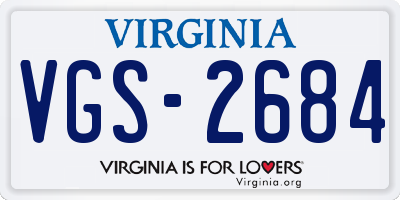 VA license plate VGS2684