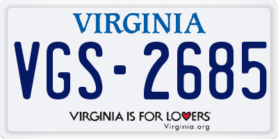 VA license plate VGS2685
