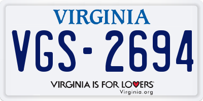 VA license plate VGS2694