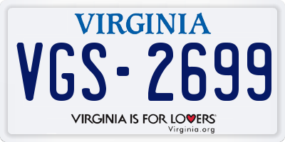 VA license plate VGS2699