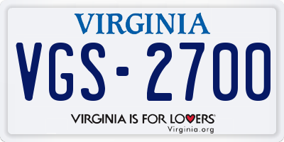 VA license plate VGS2700