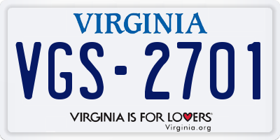 VA license plate VGS2701