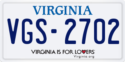 VA license plate VGS2702