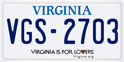 VA license plate VGS2703