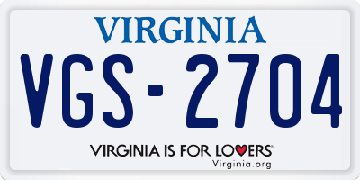 VA license plate VGS2704