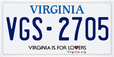 VA license plate VGS2705