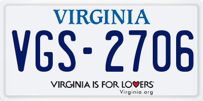 VA license plate VGS2706