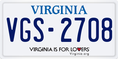VA license plate VGS2708