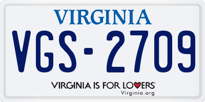 VA license plate VGS2709