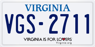 VA license plate VGS2711