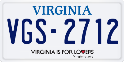 VA license plate VGS2712