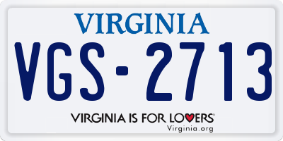 VA license plate VGS2713