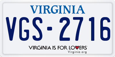 VA license plate VGS2716