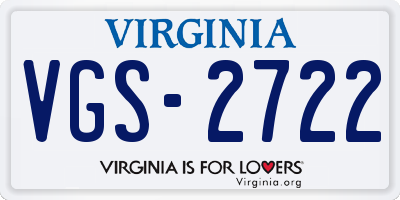 VA license plate VGS2722